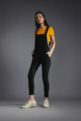 Women's Black Casual Slim Fit Solid Jumpsuit