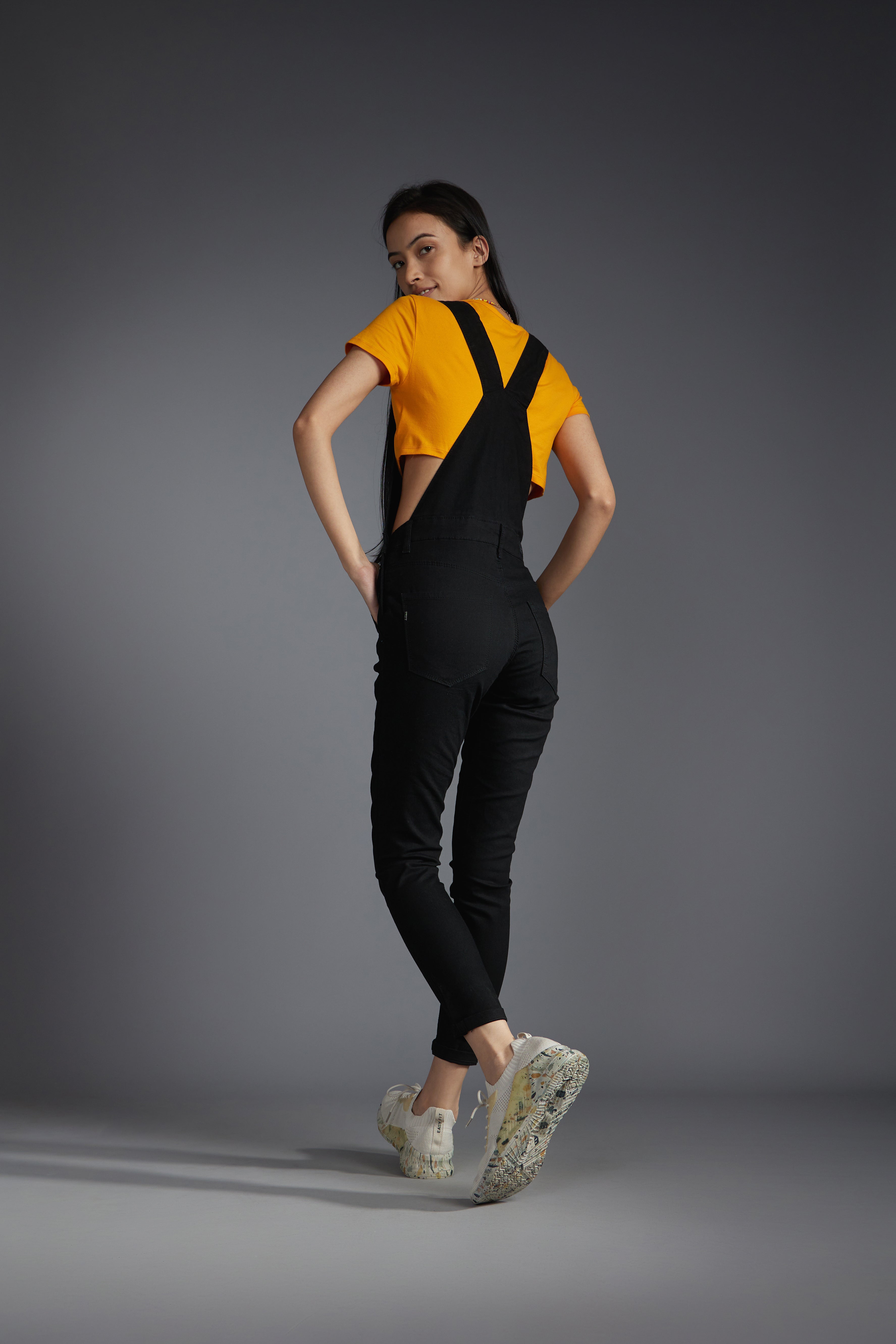 Women's Black Casual Slim Fit Solid Jumpsuit