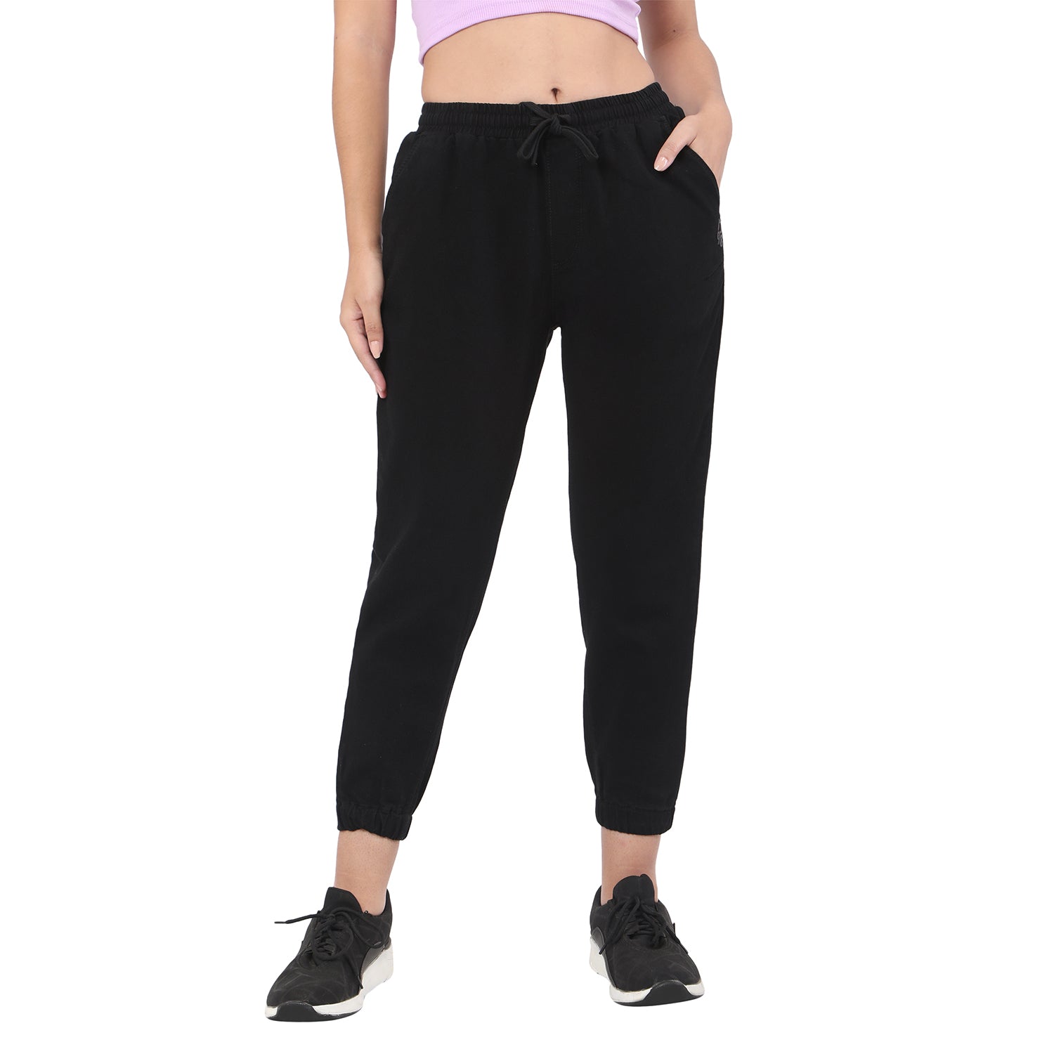 Women's Black Casual Regular Fit Solid Jogger