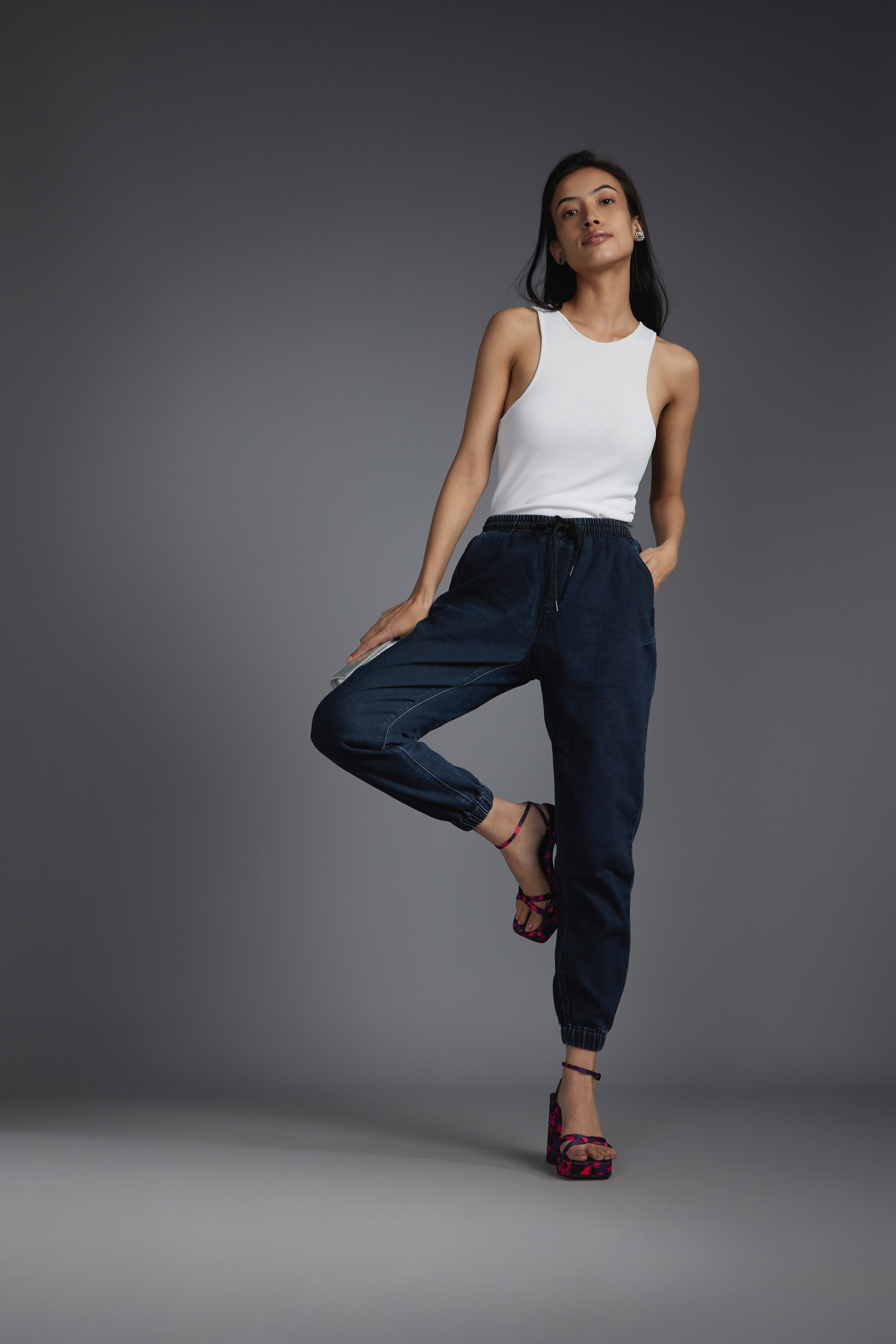 Women's Blue Casual Regular Fit Solid Jogger