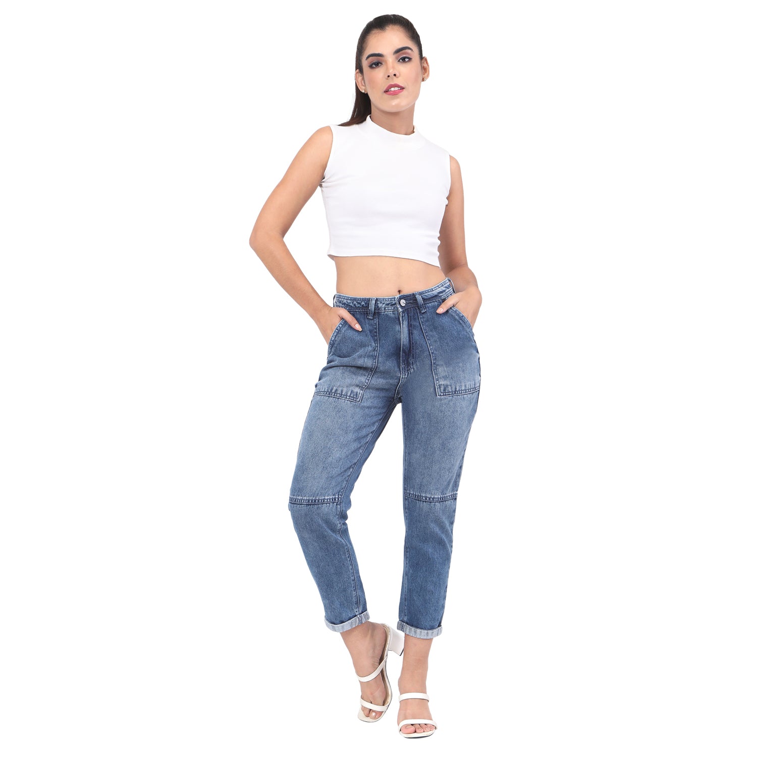 Women's Blue Casual Slim Fit Solid Jeans