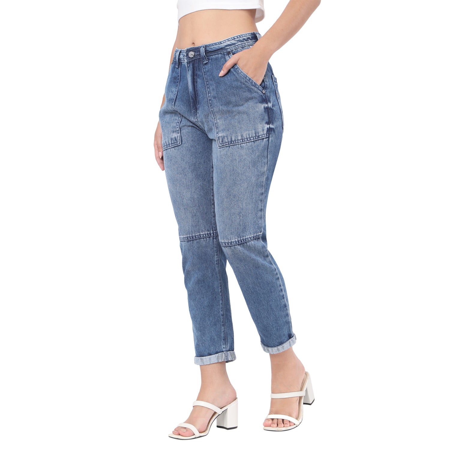 Women's Blue Casual Slim Fit Solid Jeans