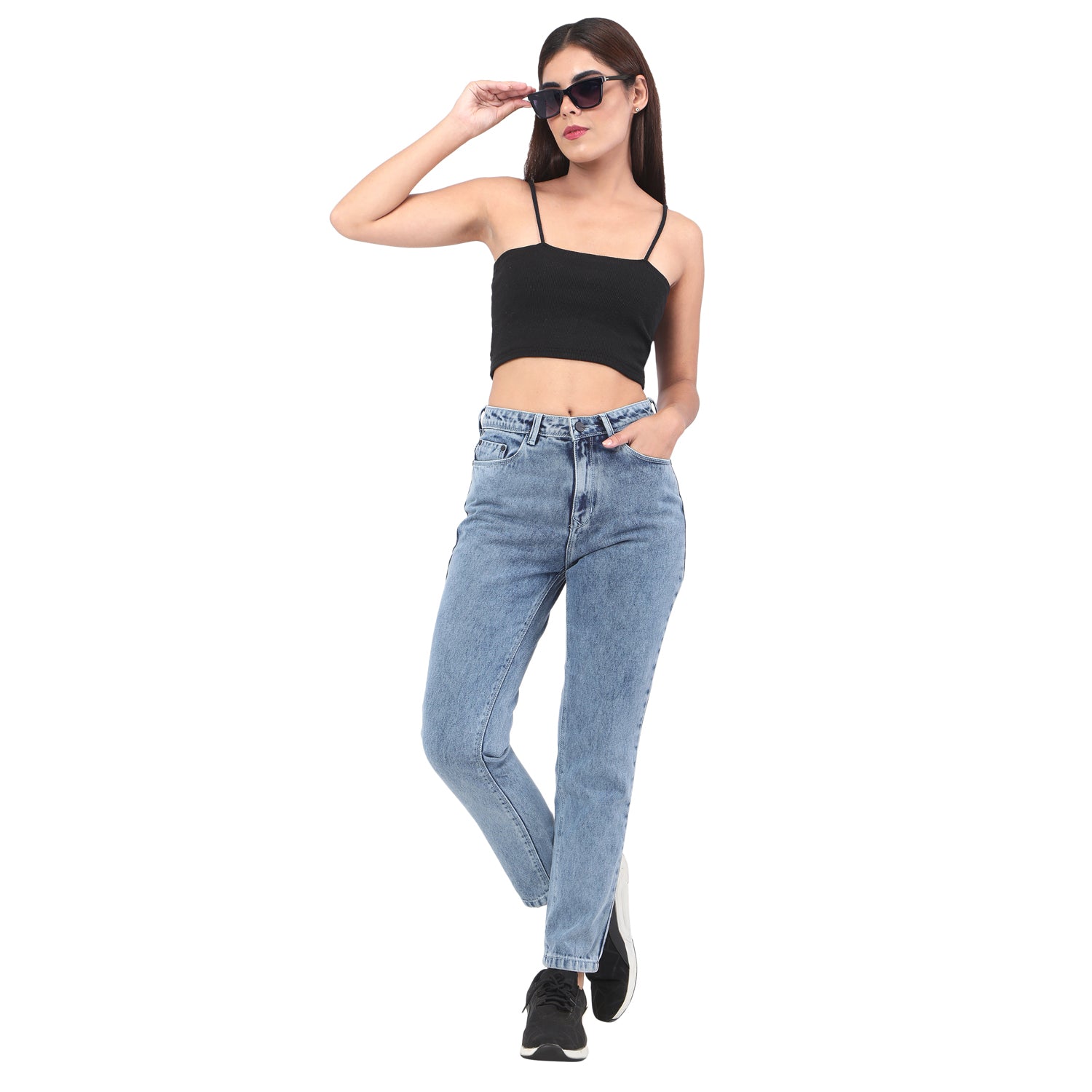 Women's Blue Casual Regular Fit Solid Jeans