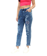 Women's Blue Casual Regular Fit Printed Jeans