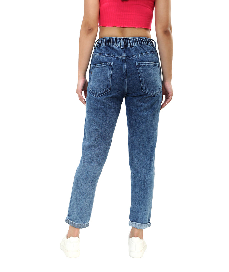 Women's Blue Casual Regular Fit Printed Jeans