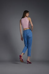 Women's Blue Casual Regular Fit Printed Jeans