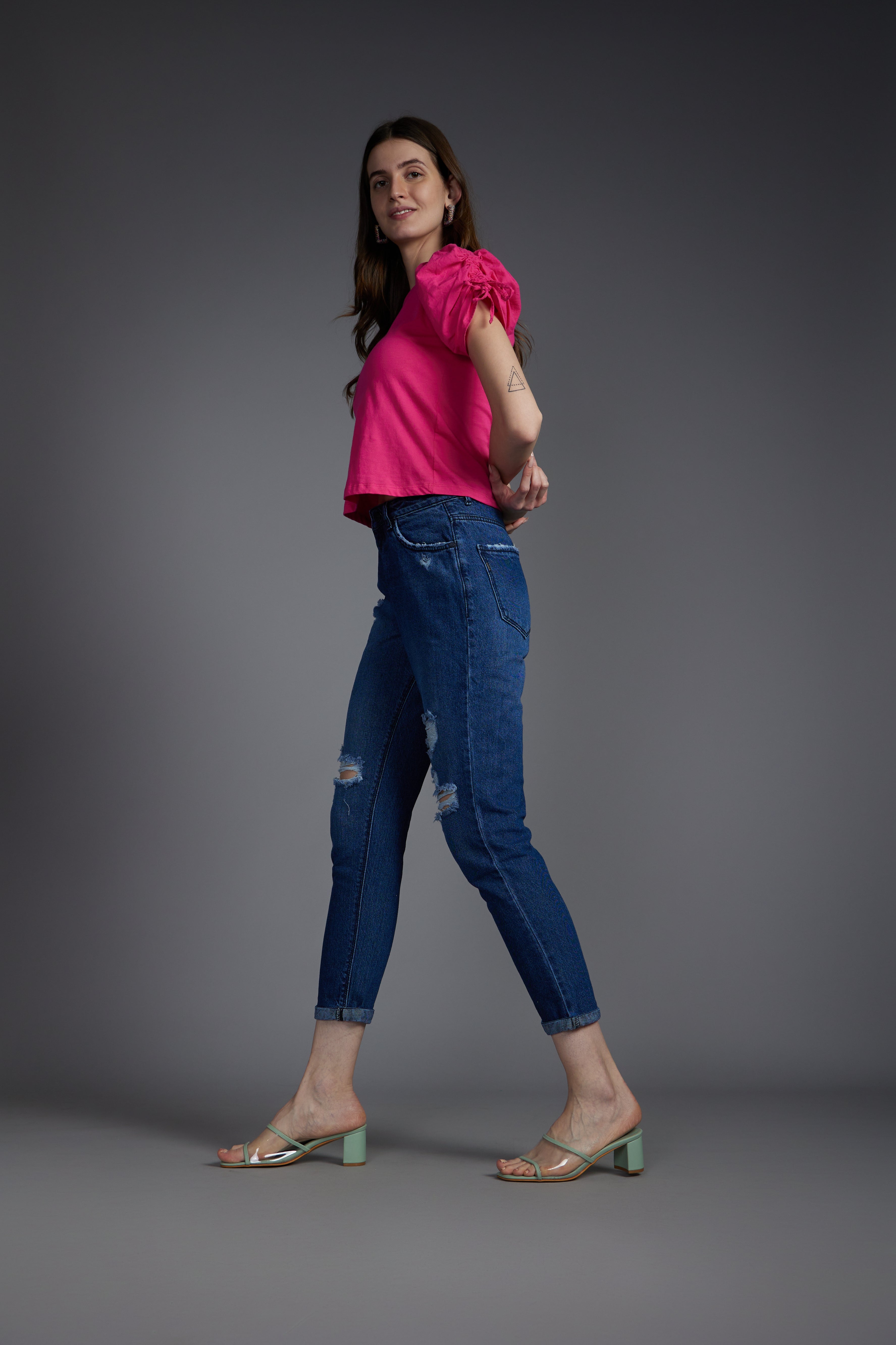 Women's Blue Casual Regular Fit Solid Jeans