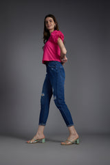 Women's Blue Casual Regular Fit Solid Jeans