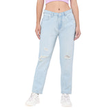 Women's Blue Casual Regular Fit Solid Jeans