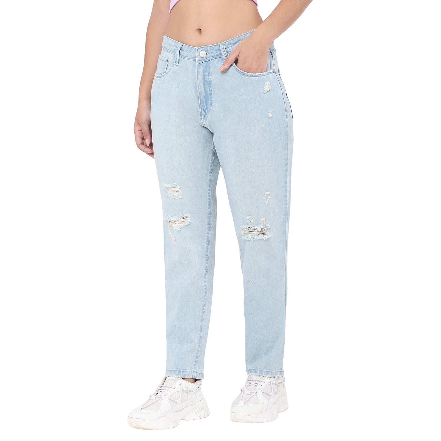 Women's Blue Casual Regular Fit Solid Jeans