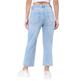 Women's Blue Casual Straight Fit Solid Jeans