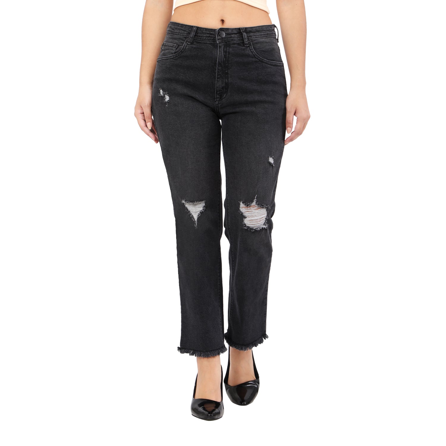 Women's Black Casual Slim Fit Solid Jeans