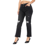 Women's Black Casual Slim Fit Solid Jeans