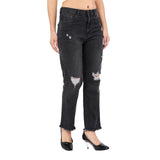 Women's Black Casual Slim Fit Solid Jeans