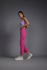Women's Pink Casual Straight Fit Solid Jeans