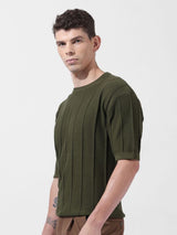 Men's Green Casual Solid Half Sleeves Tshirt