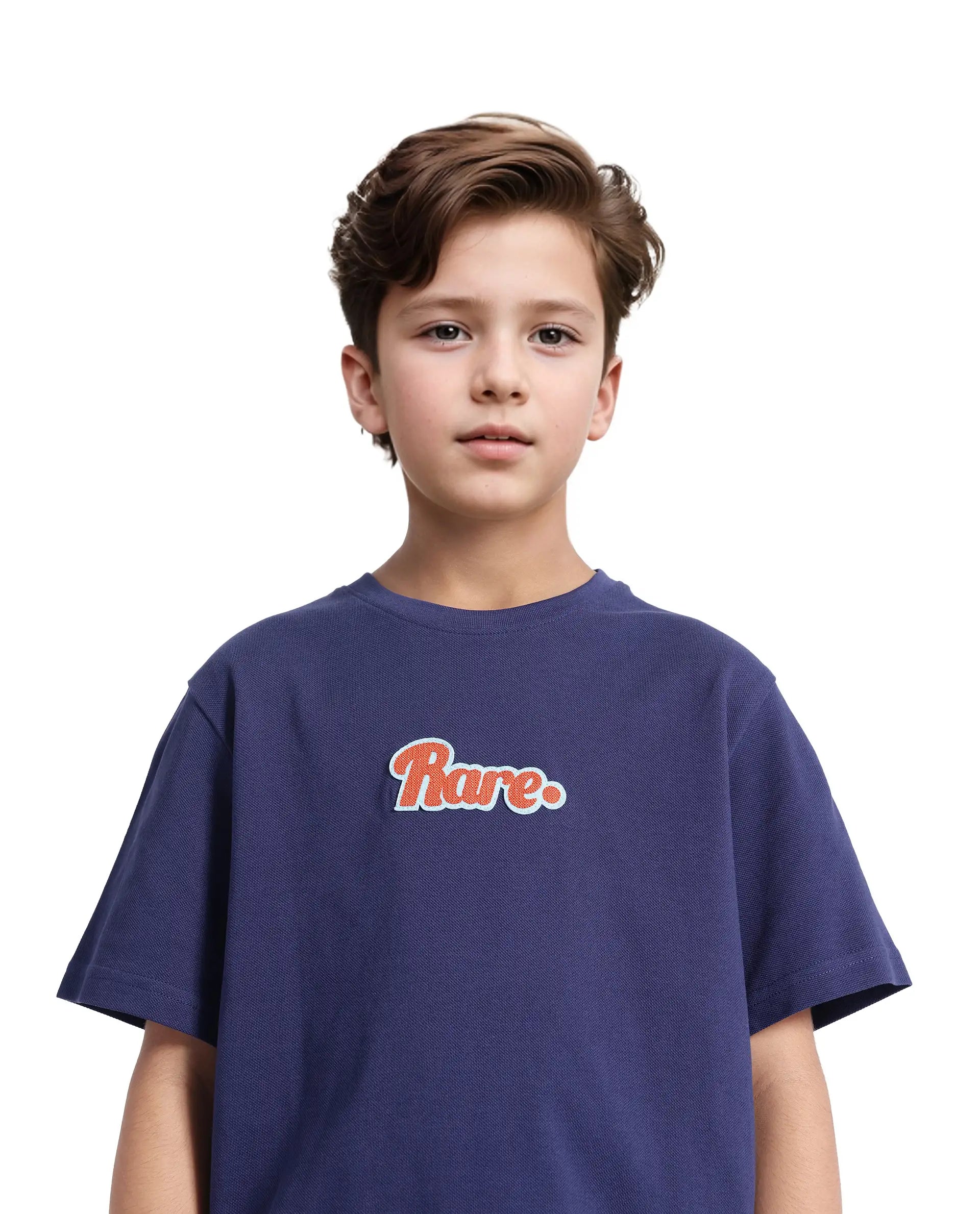 Boys Navy Casual Oversized Fit Printed Half Sleeves Tshirt