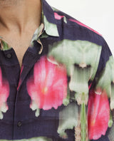 Men's Purple Casual Regular Fit Printed Half Sleeves Shirt