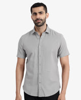 Men's Grey Casual Regular Fit Solid Half Sleeves Shirt