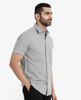 Men's Grey Casual Regular Fit Solid Half Sleeves Shirt