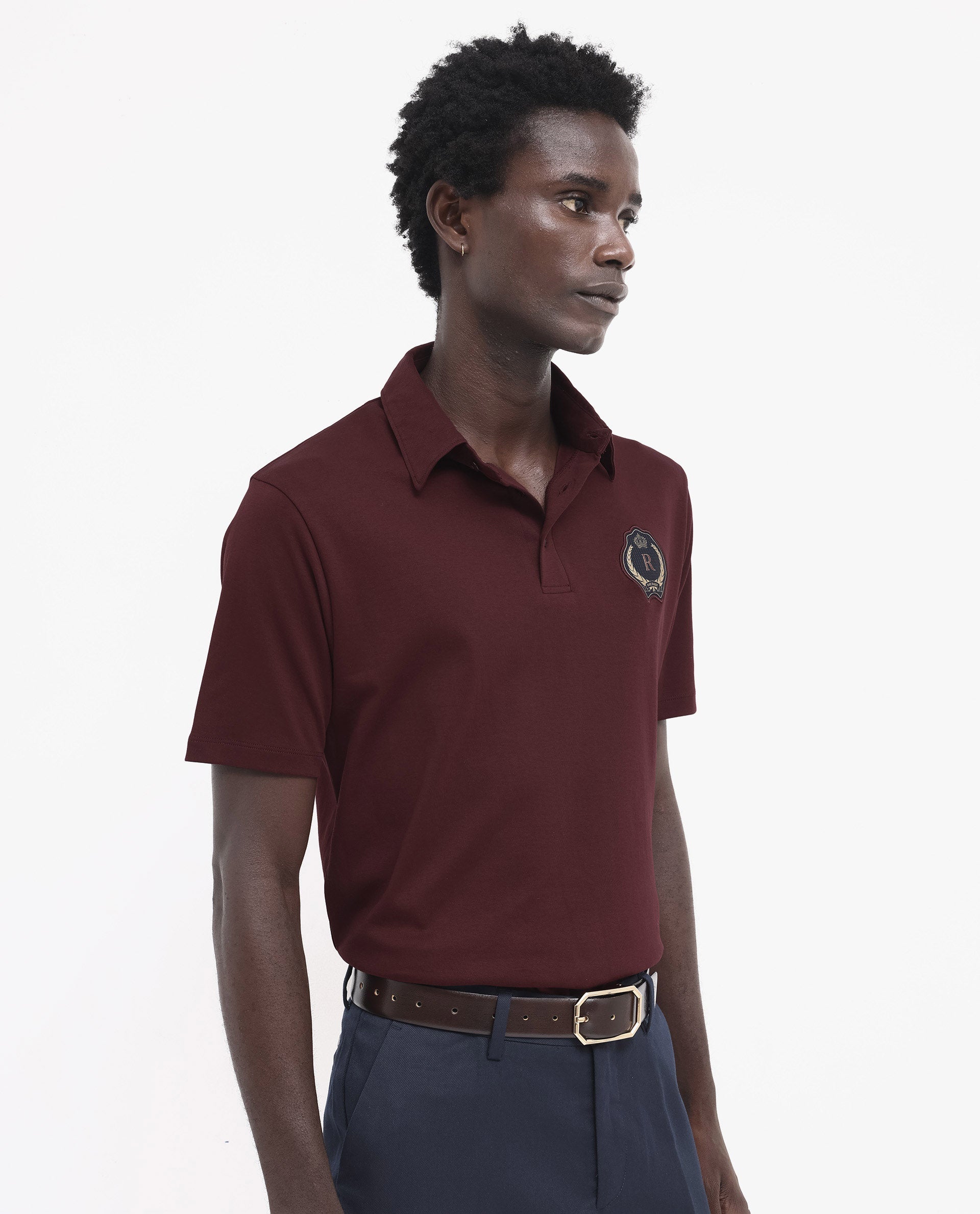 Men's Brown Casual Regular Fit Solid Half Sleeves Polo Tshirt