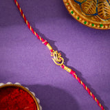 Golden Elegant Ganesha 925 Silver Zircon Stone Rakhi
