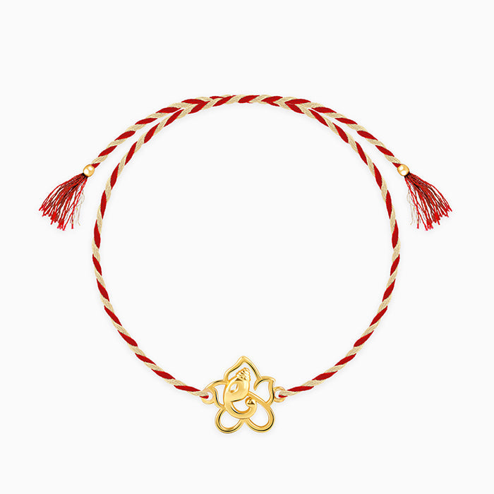 Golden Divine Ganesha 925 Silver Rakhi