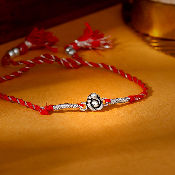 Ganpati Motif 925 Silver Rakhi