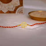 Golden Swastik 925 Silver Zircon Stone Rakhi