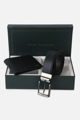 Men's Reversible Black & Brown Leather Belt With Wallet Combo Set