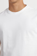 Men's White Casual Cotton Blend Half Sleeves Tshirt