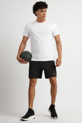 Men's White Casual Cotton Blend Half Sleeves Tshirt