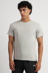 Men's Grey Casual Cotton Blend Half Sleeves Tshirt