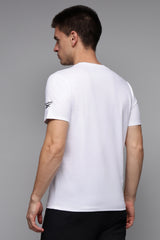Men's White Casual Cotton Blend Half Sleeves Tshirt
