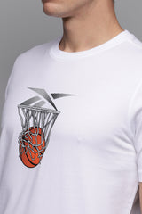 Men's White Casual Cotton Blend Half Sleeves Tshirt