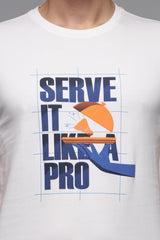 Men's White Casual Cotton Blend Half Sleeves Tshirt