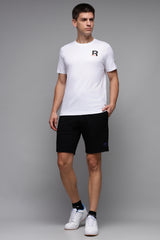 Men's White Casual Cotton Blend Half Sleeves Tshirt