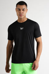 Men's Black Casual Cotton Blend Half Sleeves Tshirt