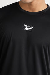 Men's Black Casual Cotton Blend Half Sleeves Tshirt