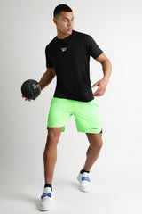 Men's Black Casual Cotton Blend Half Sleeves Tshirt