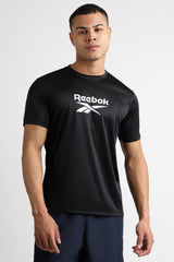 Men's Black Casual Cotton Blend Half Sleeves Tshirt