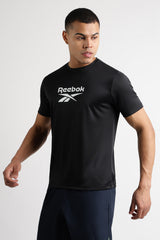 Men's Black Casual Cotton Blend Half Sleeves Tshirt