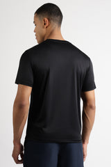 Men's Black Casual Cotton Blend Half Sleeves Tshirt