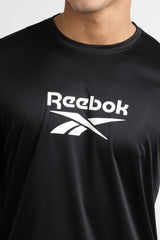 Men's Black Casual Cotton Blend Half Sleeves Tshirt