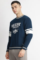 Men's Navy Blue Casual Cotton Full Sleeves Sweatshirt