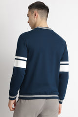 Men's Navy Blue Casual Cotton Full Sleeves Sweatshirt