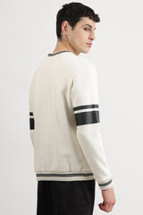 Men's Off White Casual Cotton Full Sleeves Sweatshirt