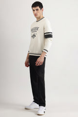 Men's Off White Casual Cotton Full Sleeves Sweatshirt