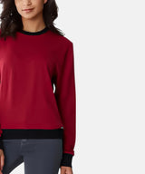 Women's Wine Red Block Regular Sweatshirt