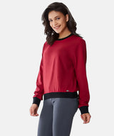 Women's Wine Red Block Regular Sweatshirt